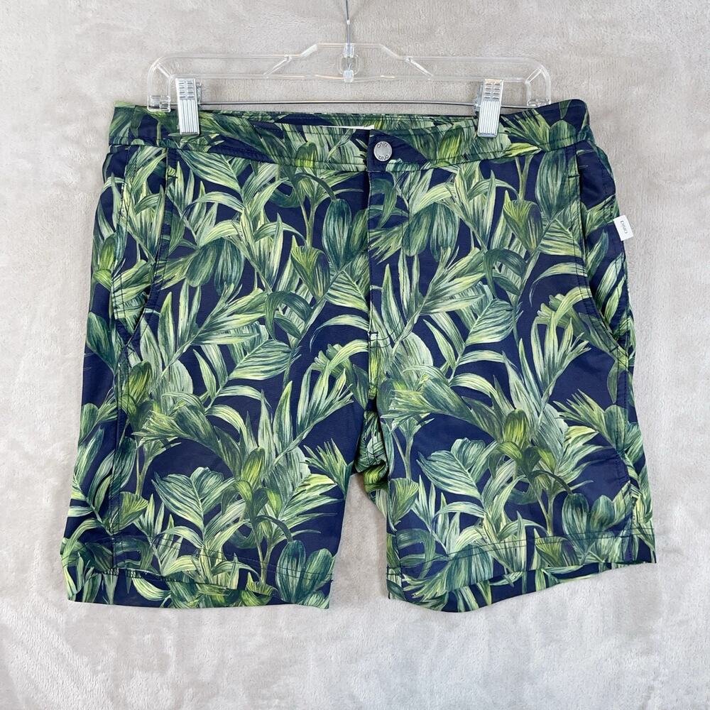 Onia Charles 7-Inch Palm Print Swim Trunk Size 30 Mesh Lining Pockets Tailored